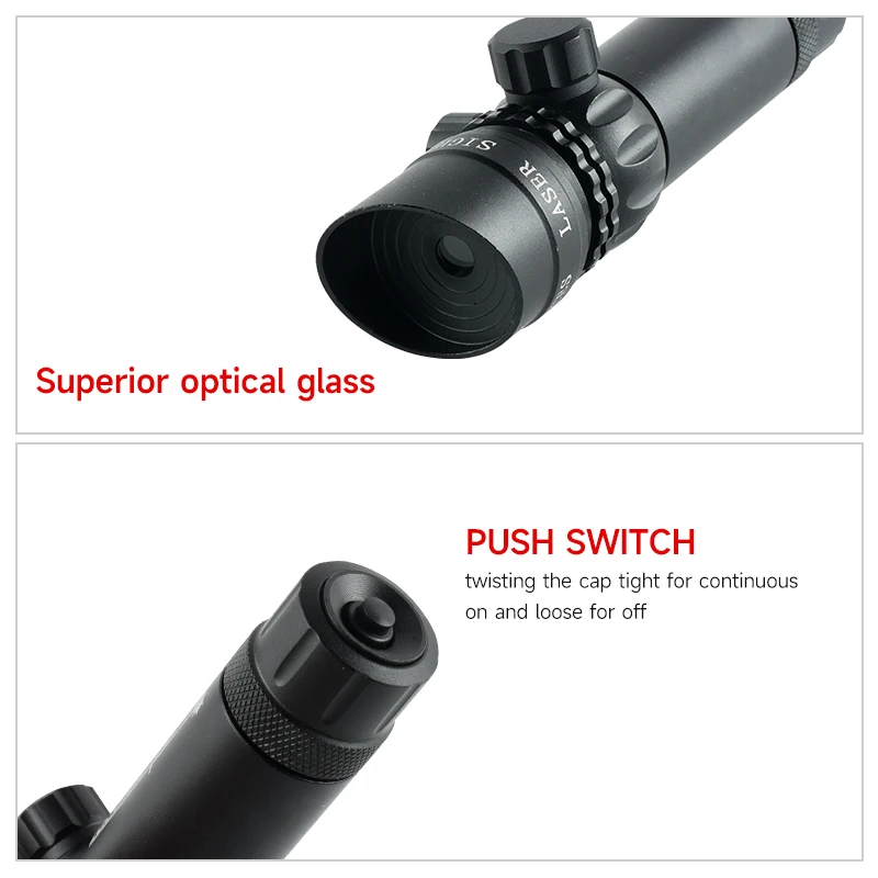Taktisches Gewehr Red Dot Laser Leistungsstarkes Outdoor-Laservisierzubehör mit Druckschalter für Picatinny-Schiene 20 mm Halterung – Detail 4
