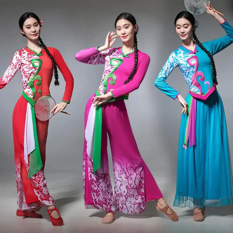 Damenbekleidung in Übergröße, neue klassische Tanzaufführungskostüme, chinesische Bühnenkostüme und Yangko-Tanzkostüme