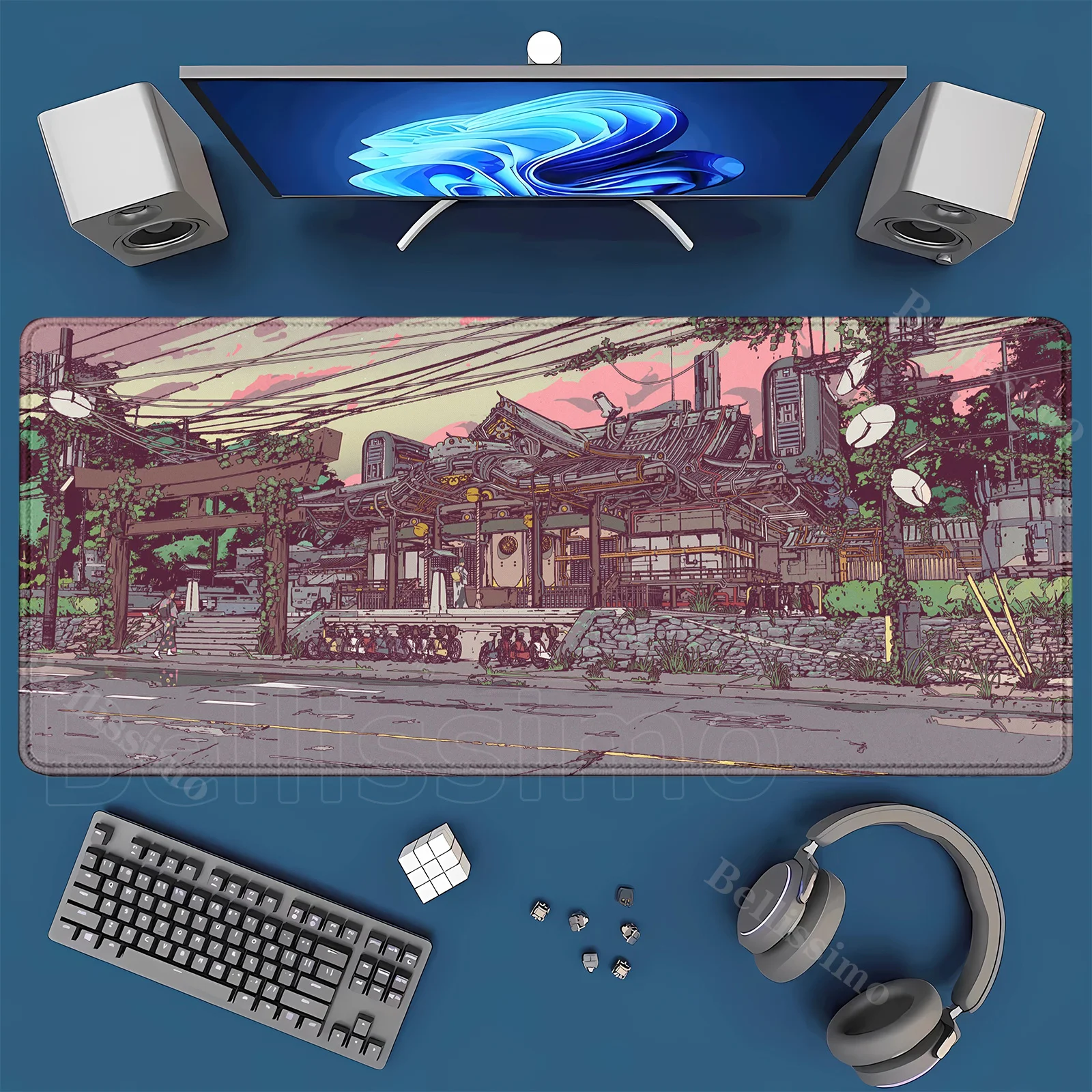 Pixel shinto Art Gaming Mousepad Computer Laptop Gamer Mouse Mat Large Anime offices Mouse Pad PC Keyboard Kawaii Street DeskMat