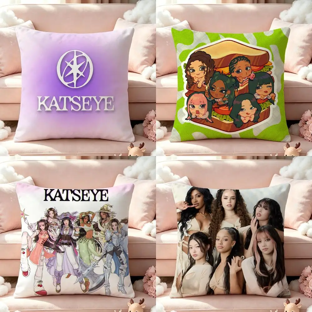 Group KATSEYE Cushion Cover Pillow Short Plush Pillow Cute Simple Style For Living Room Bedroom Birthday Gift