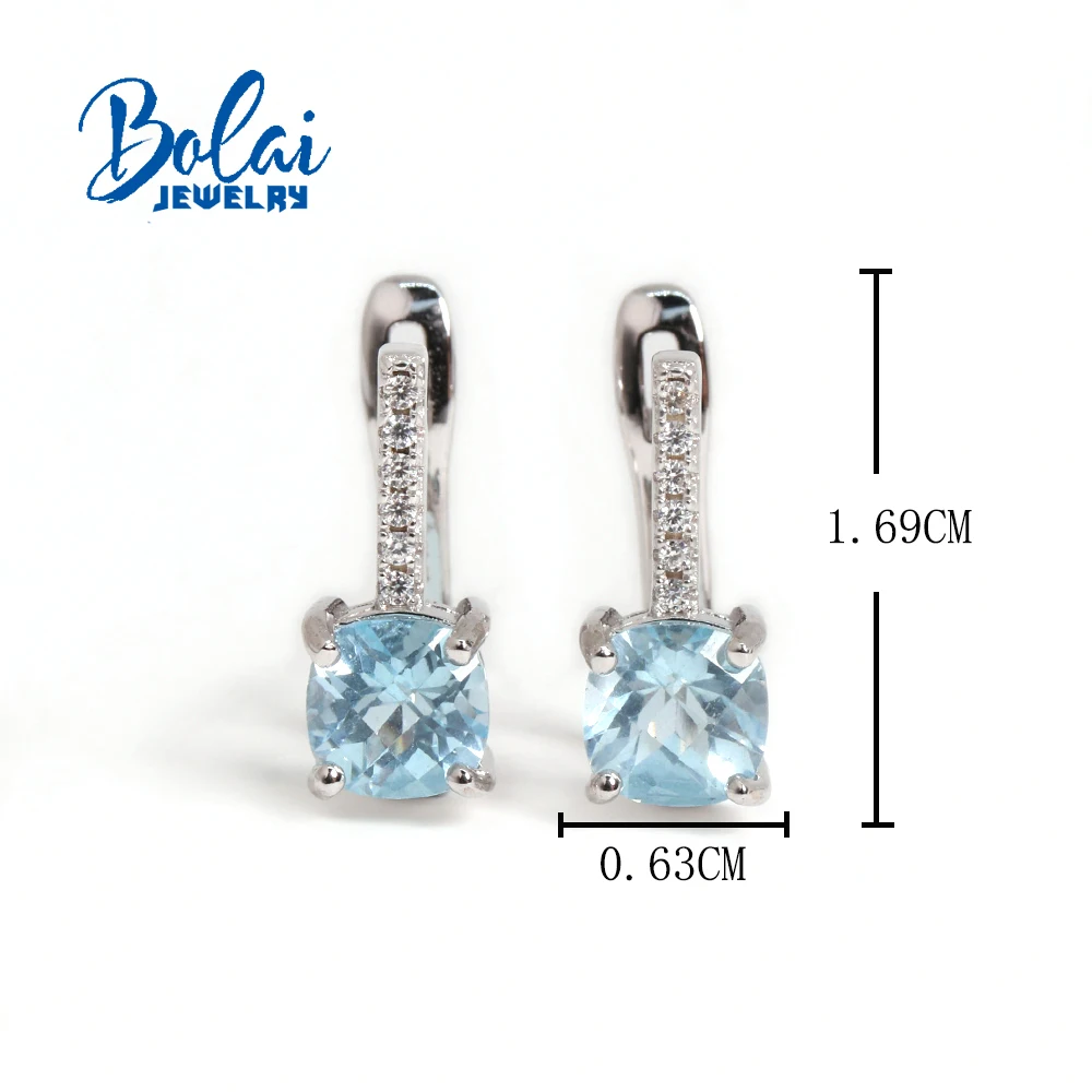 تصميم بسيط لشهر نوفمبر جوهرة الميلاد الطبيعية السماء الزرقاء توباز الشطرنج قطع الأحجار الكريمة أقراط فضية للنساء والفتيات المجوهرات الراقية