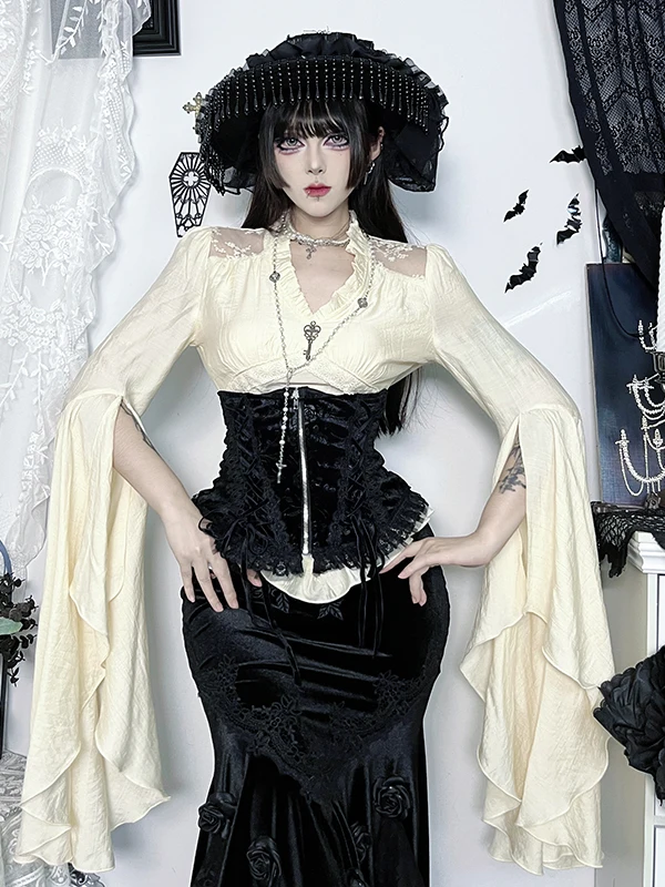 

Gothic Sle High Waist Asymmetrical loween f Skirt Women's Faion Set Slimming Fi Tail Long Skirt Casual Autumn Wear