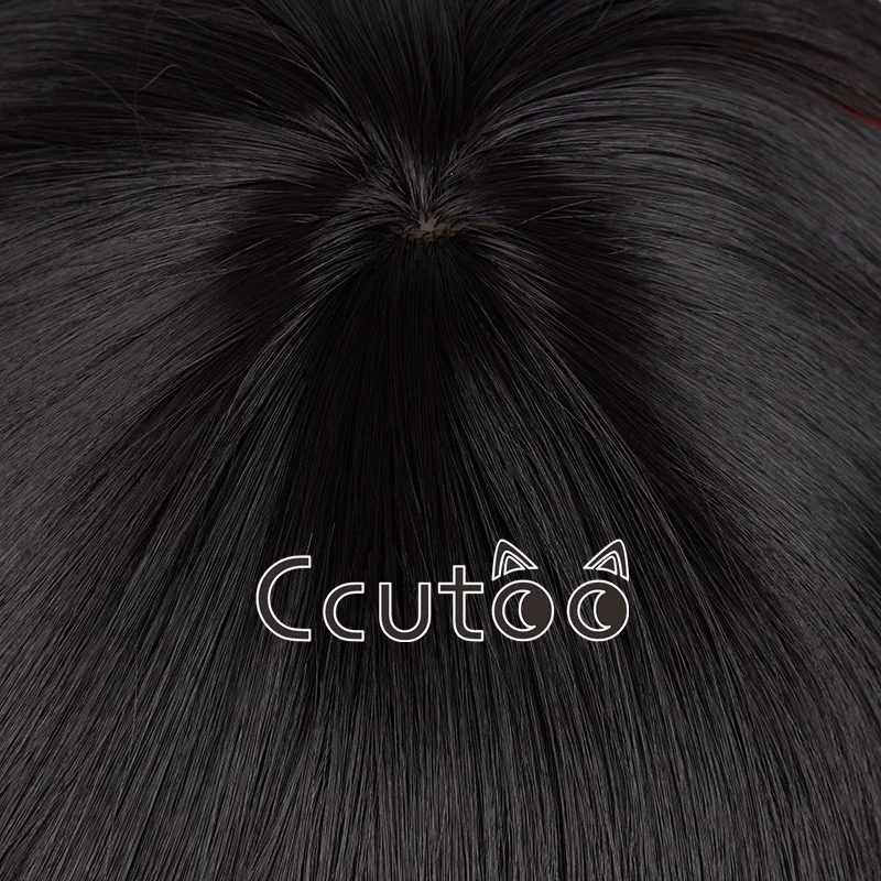 Ccutoo-Peluca de cabello sintético resistente al calor para mujer, cabellera artificial de Cosplay, estilo Mitake Ran, color negro y rojo