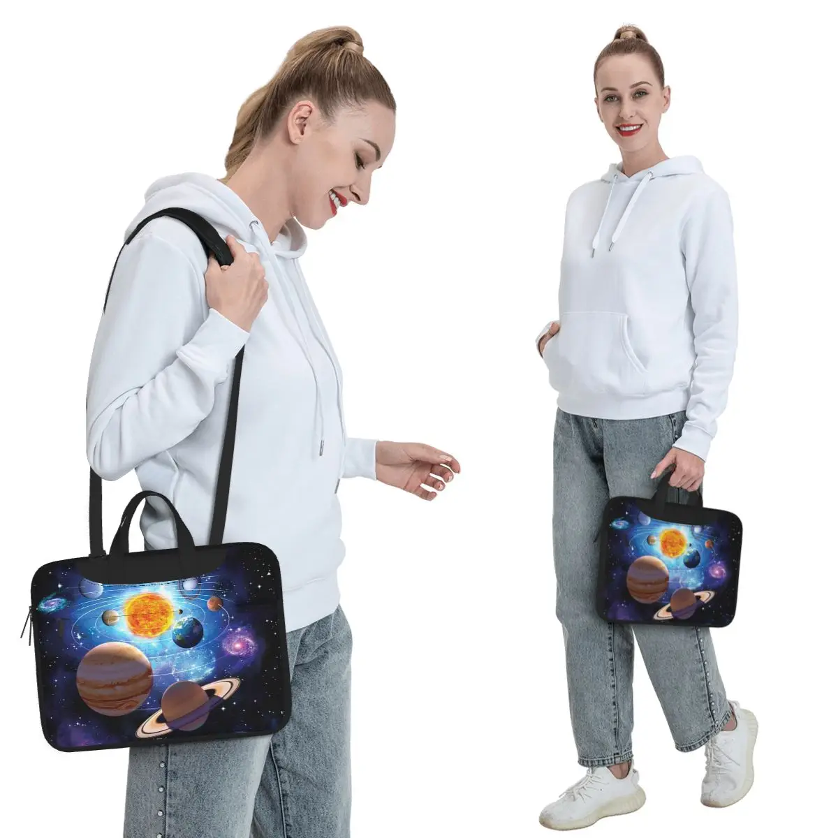 Solar System Space Planets Universe Crossbody Laptop Bag Case  Resistant Protective Notebook Pouch for Macbook Pro Lenovo