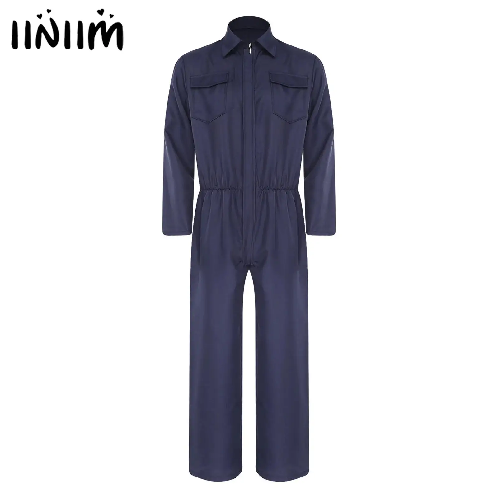 

Mens Womens Bloody Killer Coveralls Jumpsuit Front Zipper Chest Flap Pockets Unitard Halloween Cosplay Costume Workwear Uniform