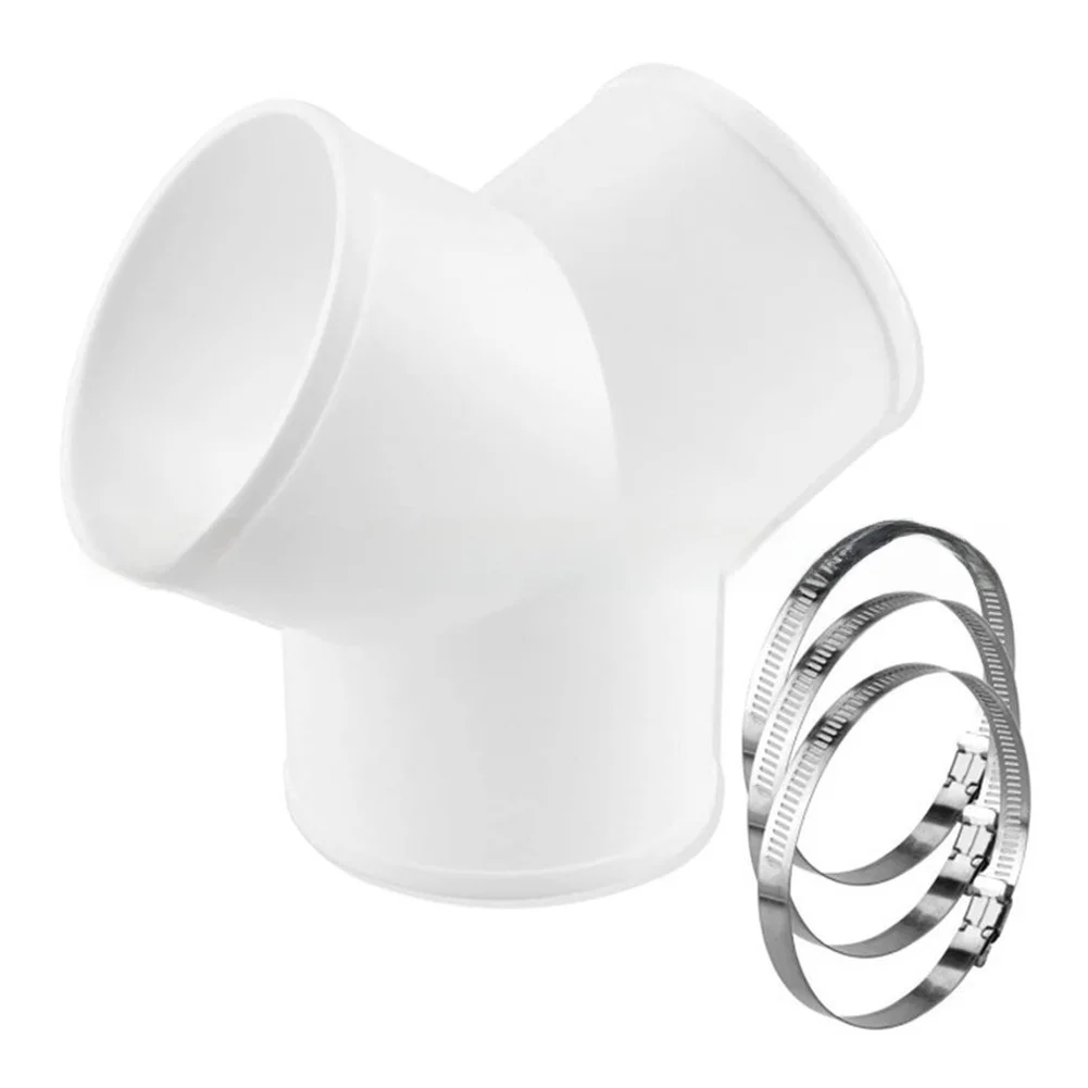 Plastic Y Type Tee Duct Connector 3 Clamps 100mm/150mm/200mm For Ventilation Fan Fresh-Air System HVAC Pipe Adapter Tool Parts