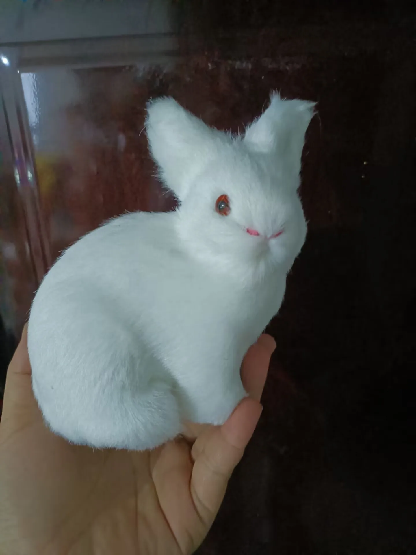 cute simulation polyethylene&furs white rabbit model home decoration gift about 15x13cm xf950