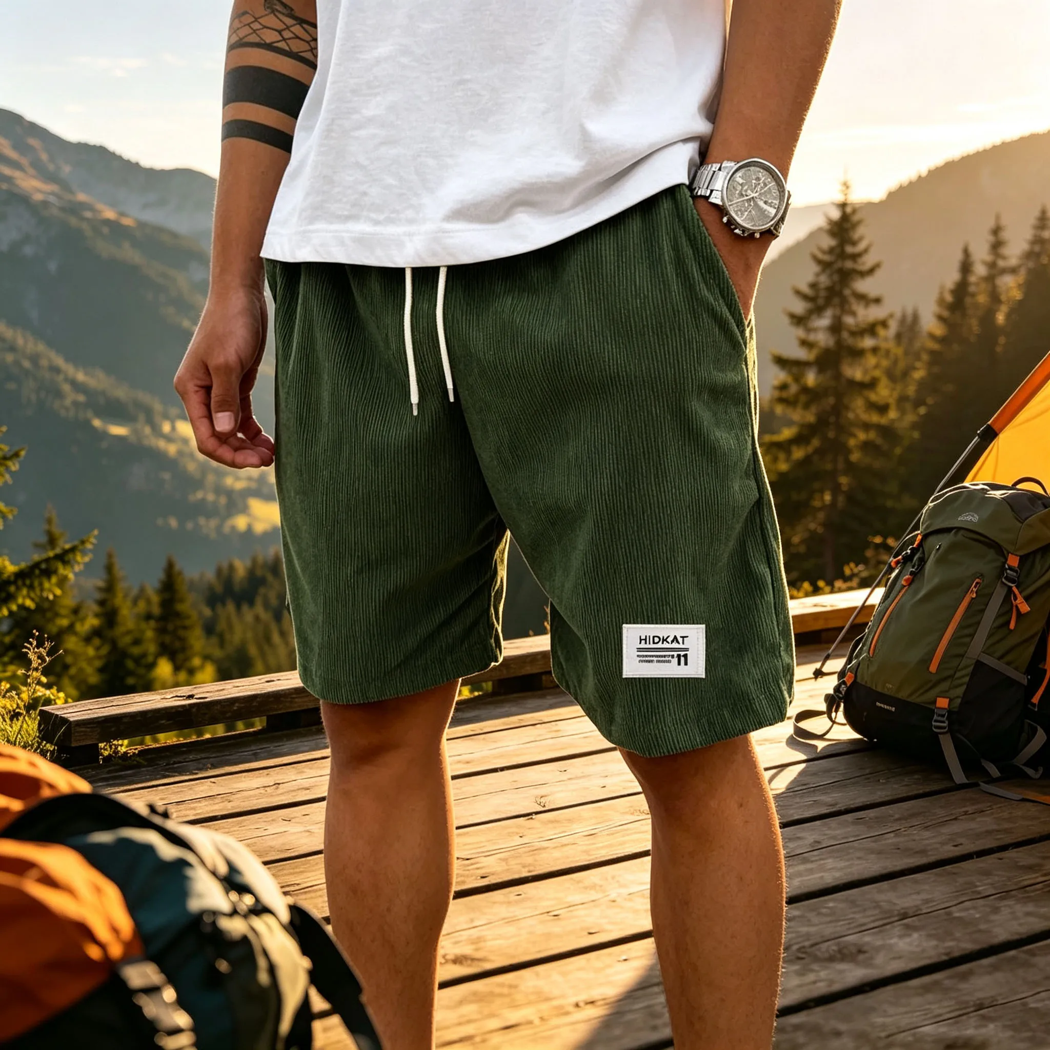 Freizeit-Sportshorts - Lockerer Stretch-Bund mit Kordelzug, atmungsaktive, schnelltrocknende Hose - Denim-Shorts - Erhältlich in mehreren Farben – Detail 7
