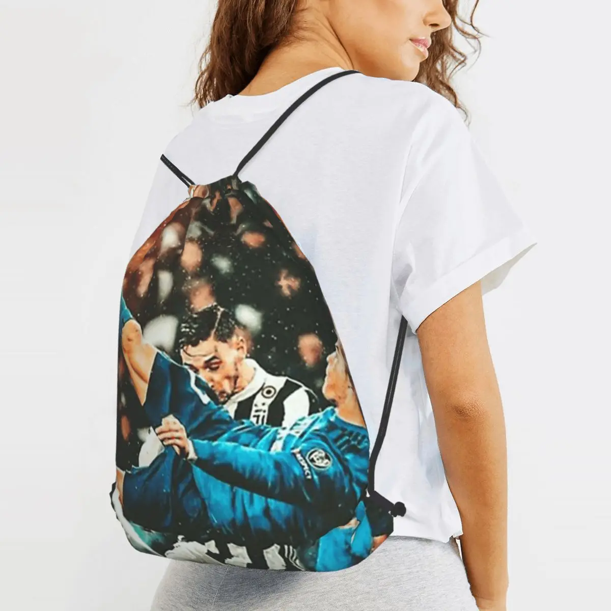 Ronaldo Bicycle Kick Skills Greatest Backpacks Portable Drawstring Bundle Pocket Sports Bag Book Bags for Travel School