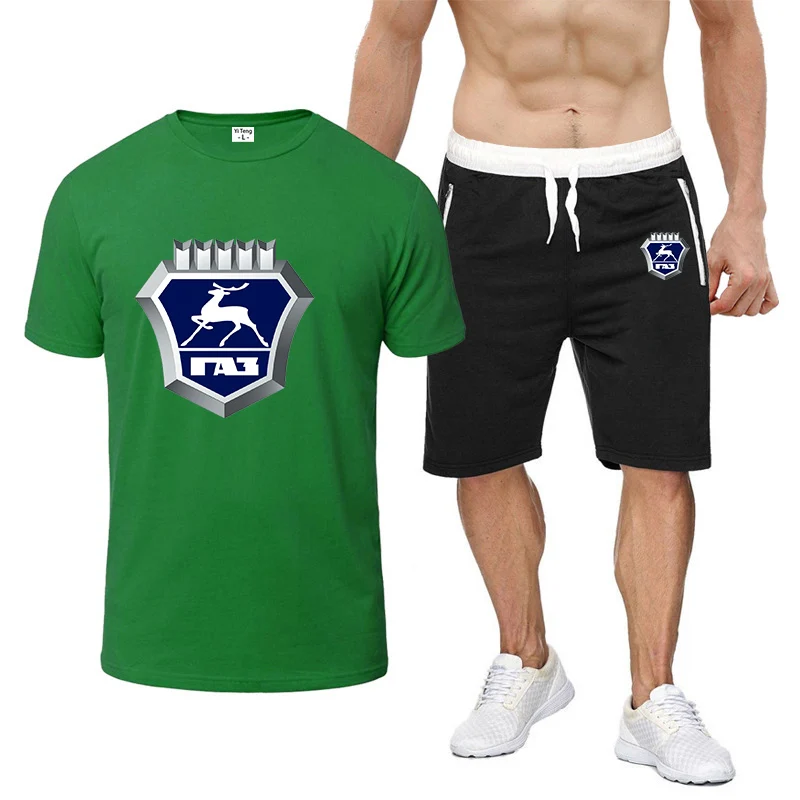 

GAZ Gazelle 2024 Men's Summer Printing New Stly Breathable Eight-Color Short-Sleeved Sets Comfortable T-shirt + Shorts Suit