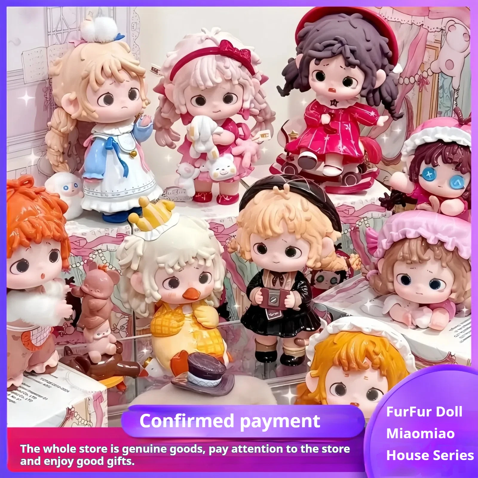 

Подлинная черная кукла Фу Фу Чудесный дом Слепая коробка Четыре поколения вьющаяся шерсть Прекрасная кукла Ручная работа Настольная кукла Подарок для девочки