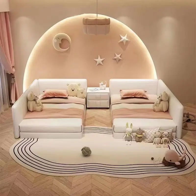 Tatami Parent-child Master Bedroom Double Bed Two-child Oversized Splicing High Fence Bed Modern