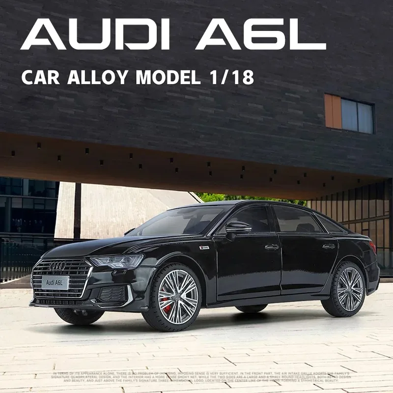 

1:18 AUDI A6L, большая литая под давлением модель автомобиля из сплава, звуковые и световые украшения, украшение, подарок для парня, подарок на день рождения