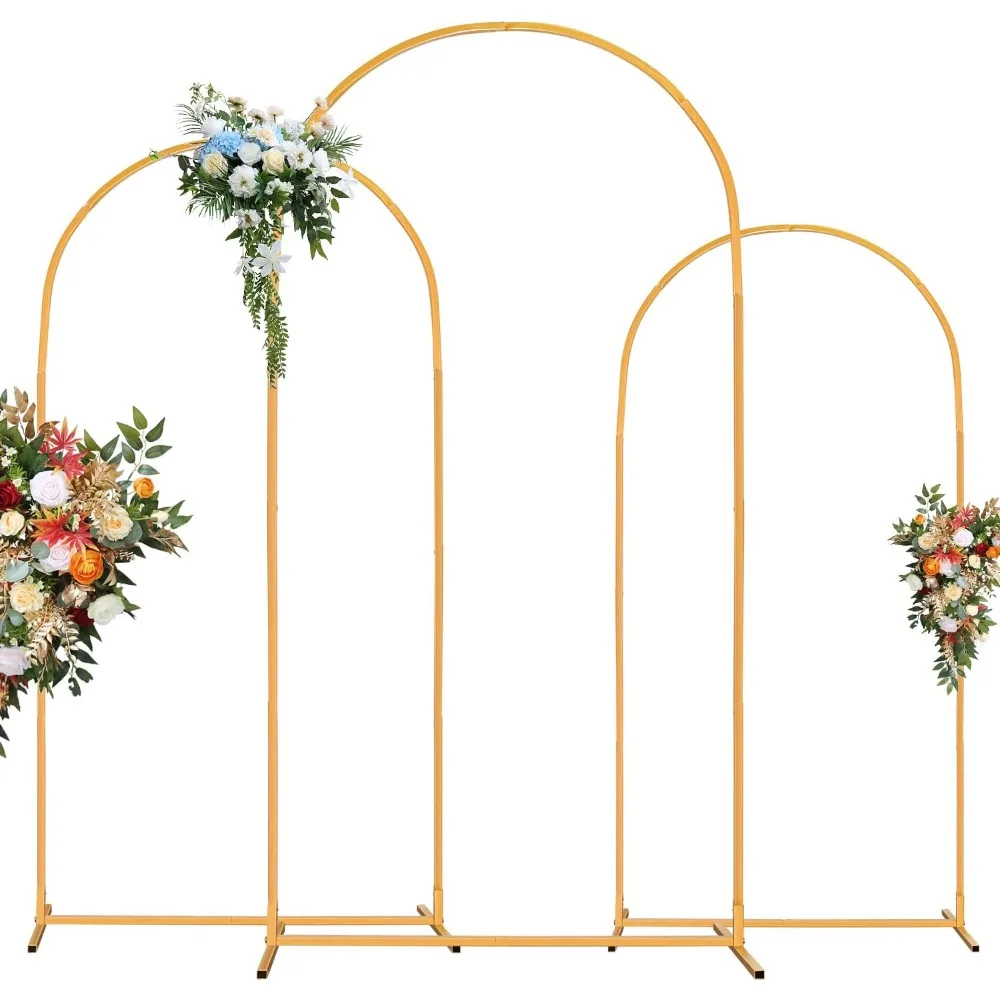 

Arch Backdrop Stand, Set of 3 Gold Metal Arch Stand Wedding Arch Frame 7.2FT, 6.6FT, 6FT Square Balloon