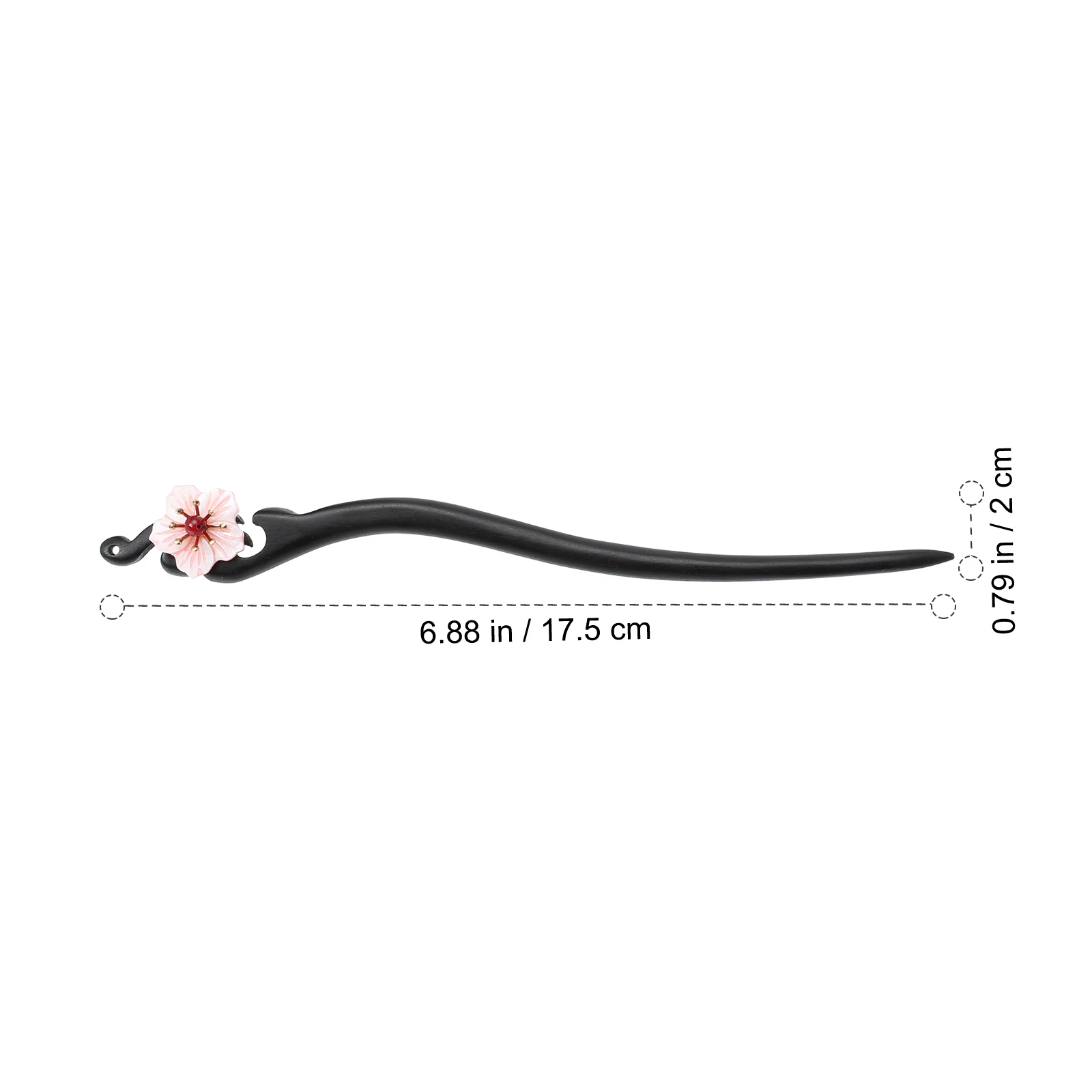 

Elegant Ancient Style Accessories 1 Pc Black Wood Bun Stick Smooth Edge Lightweight Chopstick for Thick Curly Flower
