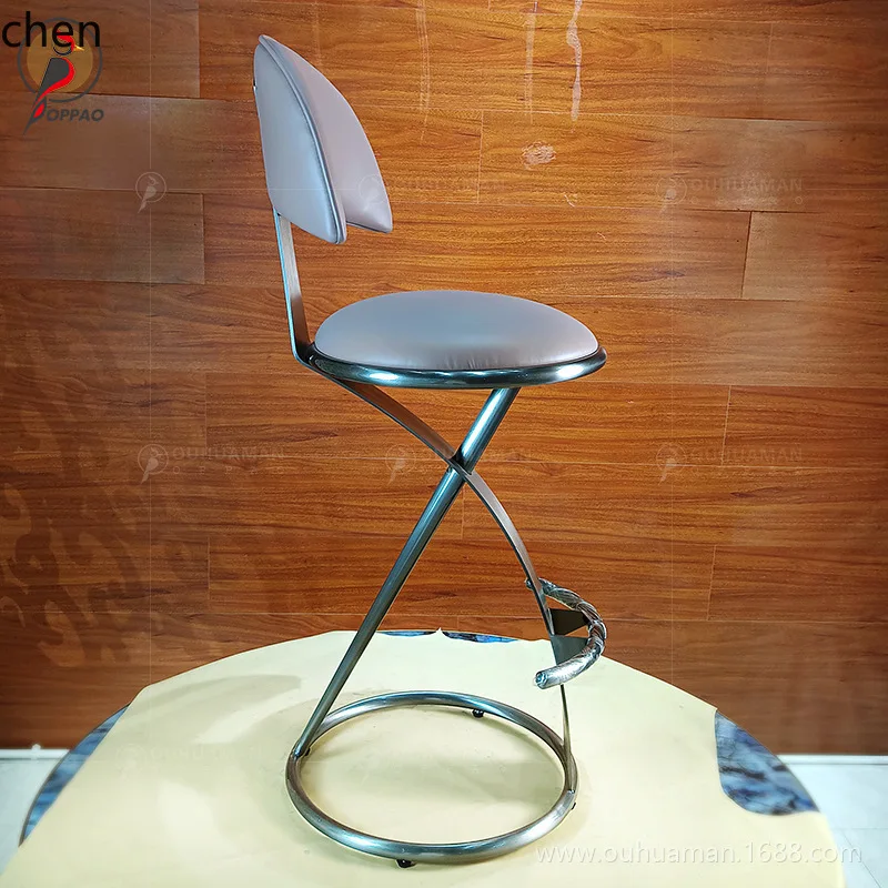 YFY Light Luxury Stainless Steel Dining Chair Living Room Leisure Chair  Negotiation Single Sofa Chair Beauty Salon Hotel