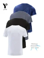 Camiseta con cuello redondo, 4 colores, blanco y negro, gris, azul marino, ultraligera, transpirable, de secado rápido, absorbente del sudor, adecuada para