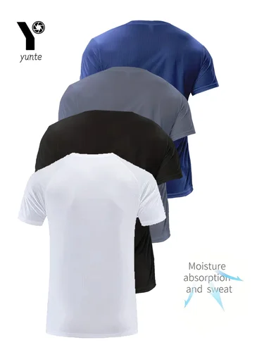 Camiseta con cuello redondo, 4 colores, blanco y negro, gris, azul marino, ultraligera, transpirable, de secado rápido, absorbente del sudor, adecuada para