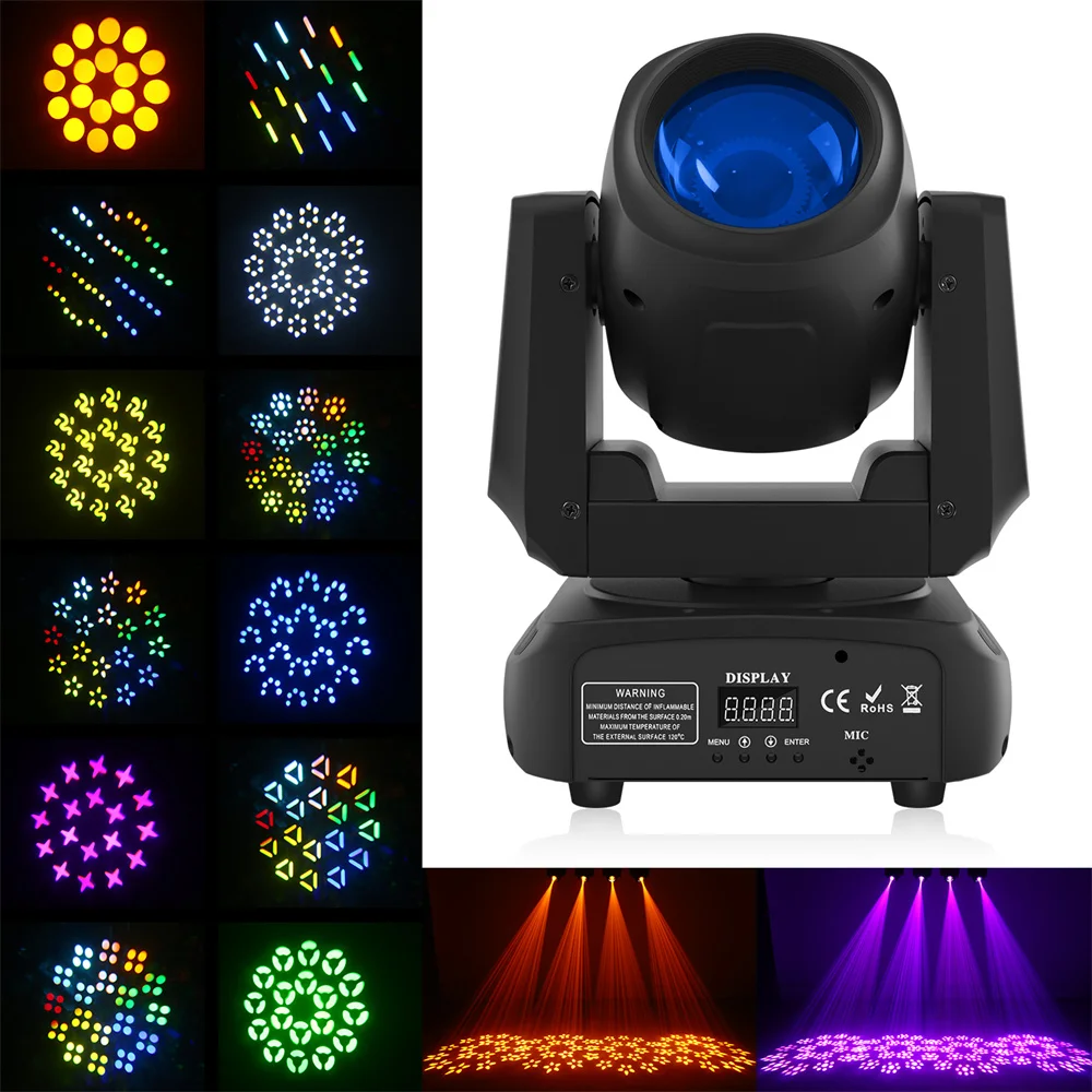 Yiflamefly Mini 40W Standard DMX512 13CH Beam Moving Head Light Stage Light for DJ Concert Party Weddings Nightclub Dance Hall