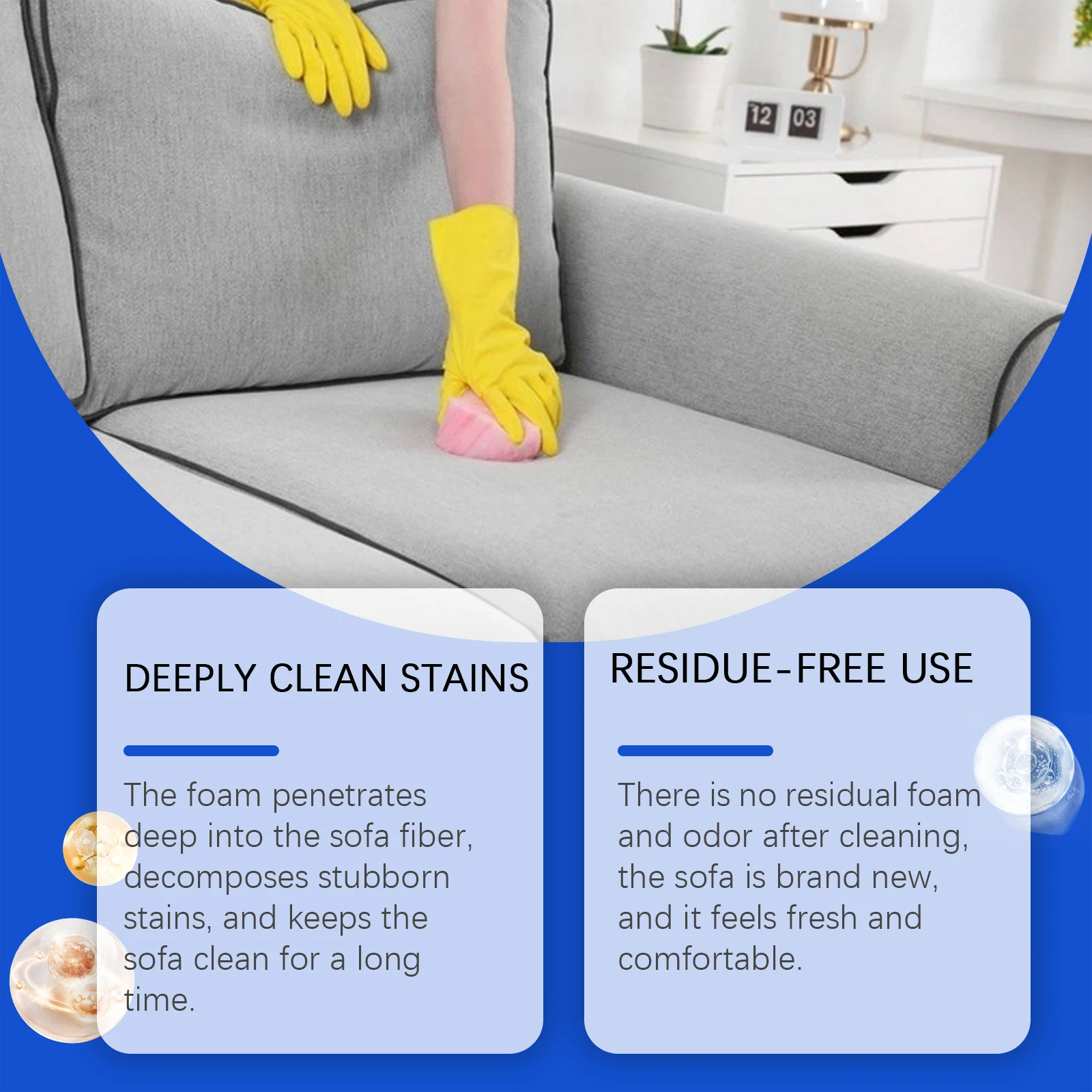 Jaysuing Multipurpose Textile Foam Cleaning Spray Deep Decompose Tough Dirt Odor Refresh for Sofa Mattress Curtain Care 100ml