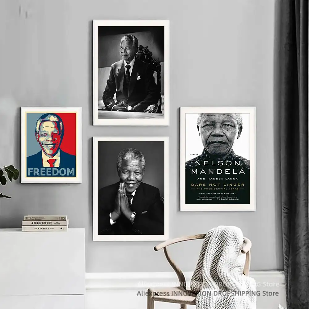 Nelson Mandela Portrait Star Celebrity Poster and Prints Canvas Print Painting Pictures Wall Decor Art Home Decoration