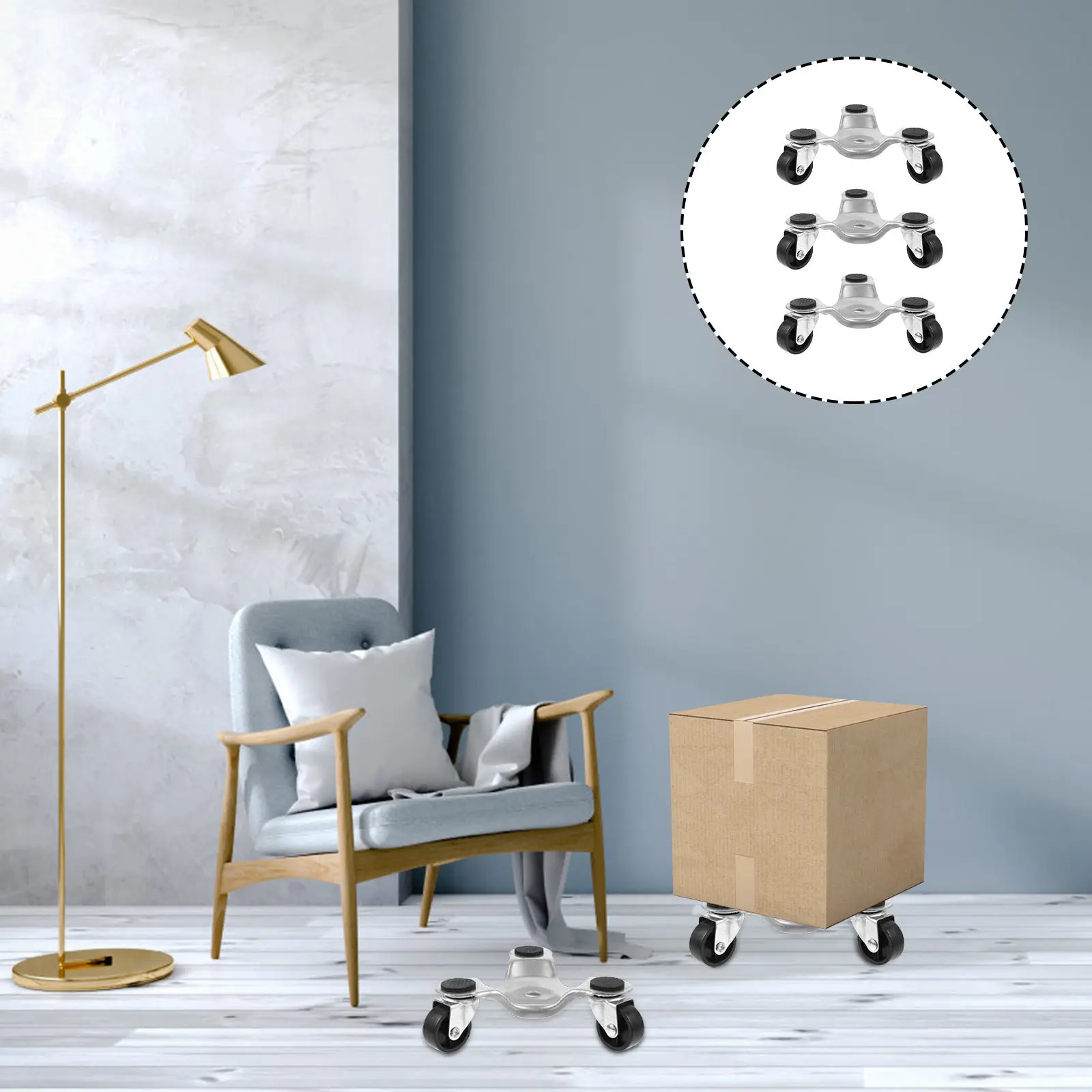 

3Pcs Triangle Dolly Mover 3 Wheel Furniture Moving Tool Steel Mover Dolly for Home Warehouse Heavy Objects Transport