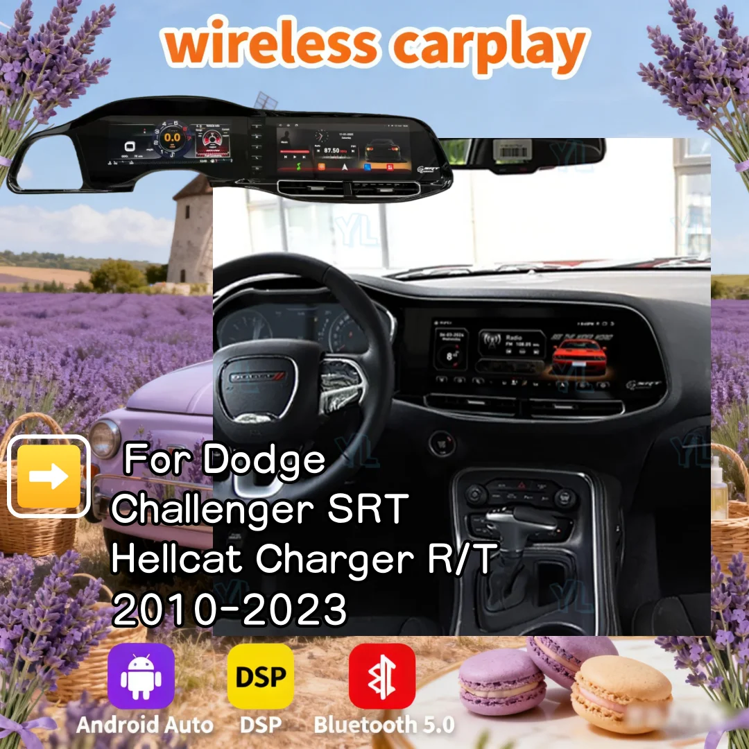 Android Wireless Carplay For Dodge Challenger SRT Hellcat Charger R/T 2010-2023 Stereo GPS Navigation Carplay Autoradio Monito