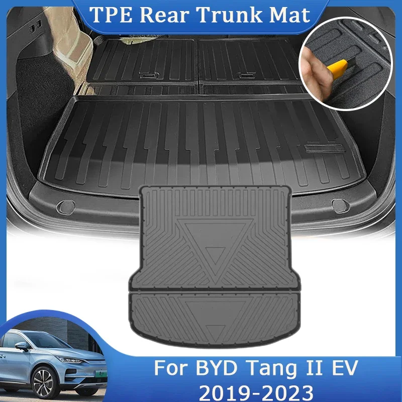 

For BYD Tang II Tan EV MK2 2019~2023 TPE Rear Trunk Mats Boot Cargo Luggage FLoor Tray Waterproof Protective Carpet Accessories