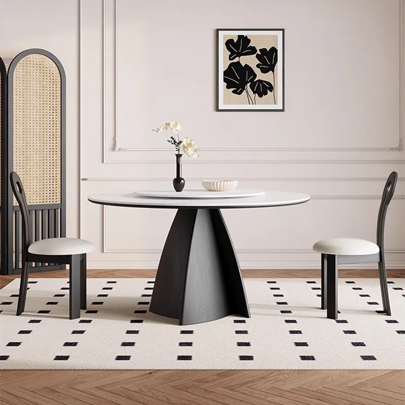 table, pure white with turntable round dining table