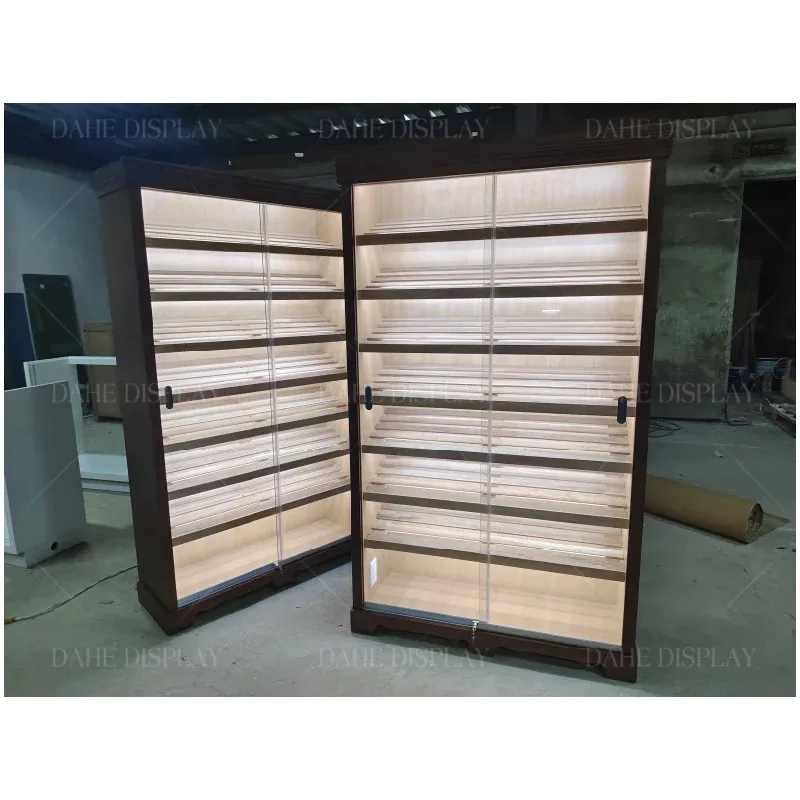 

Customize.Luxury Large Capacity Commercial Wall Cabinet Humidor With Cedar Shelf Drawer Wooden Humidor Cigar Cabinet Shop St