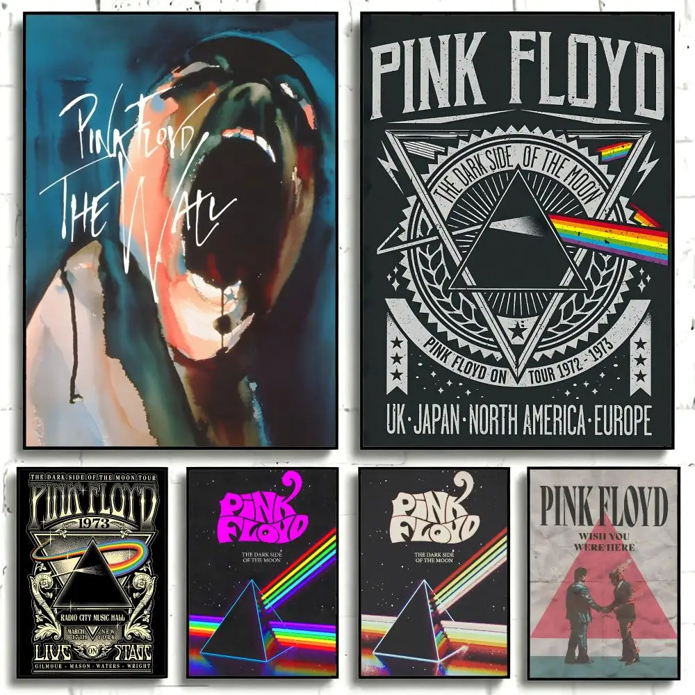 Band Pink Floyds Poster Stickers Painting Self-Adhesive Wall Decals for Room Home HD Decor Gift