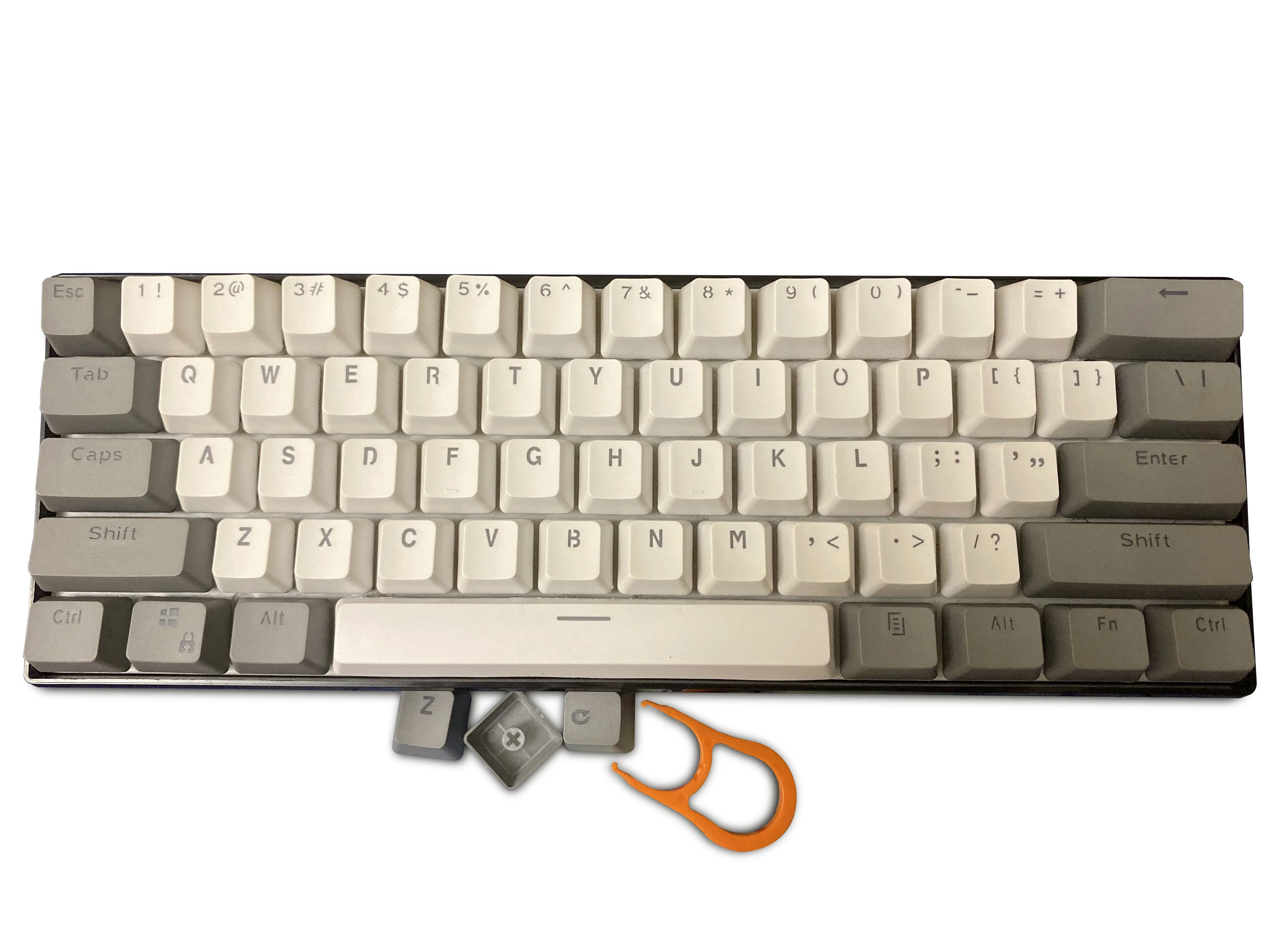رمادي أبيض 61 مفتاحًا أغطية مفاتيح مادة PBT OEM ملف تعريف خلفي لقطة مزدوجة لأغطية مفاتيح لوحة المفاتيح الميكانيكية MX 61 87 104 تباع فقط