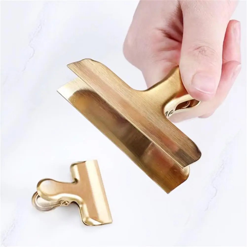 Excellent Paper Clamp Stainless Steel Sealing Clip Labour-saving Document Drawing Board Clip T Clip  Food Preservation