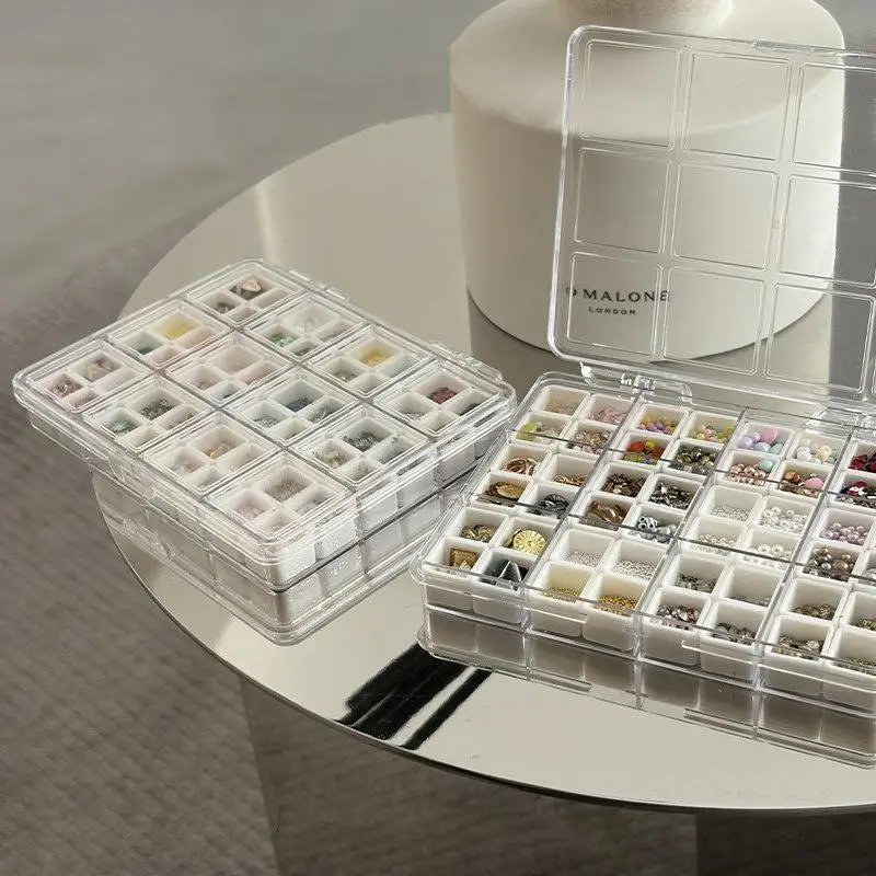 *1Pcs Acrylic Transparent 48 Grids Mini Compartment  Nail Accessories Storage Box Display Organizer Container