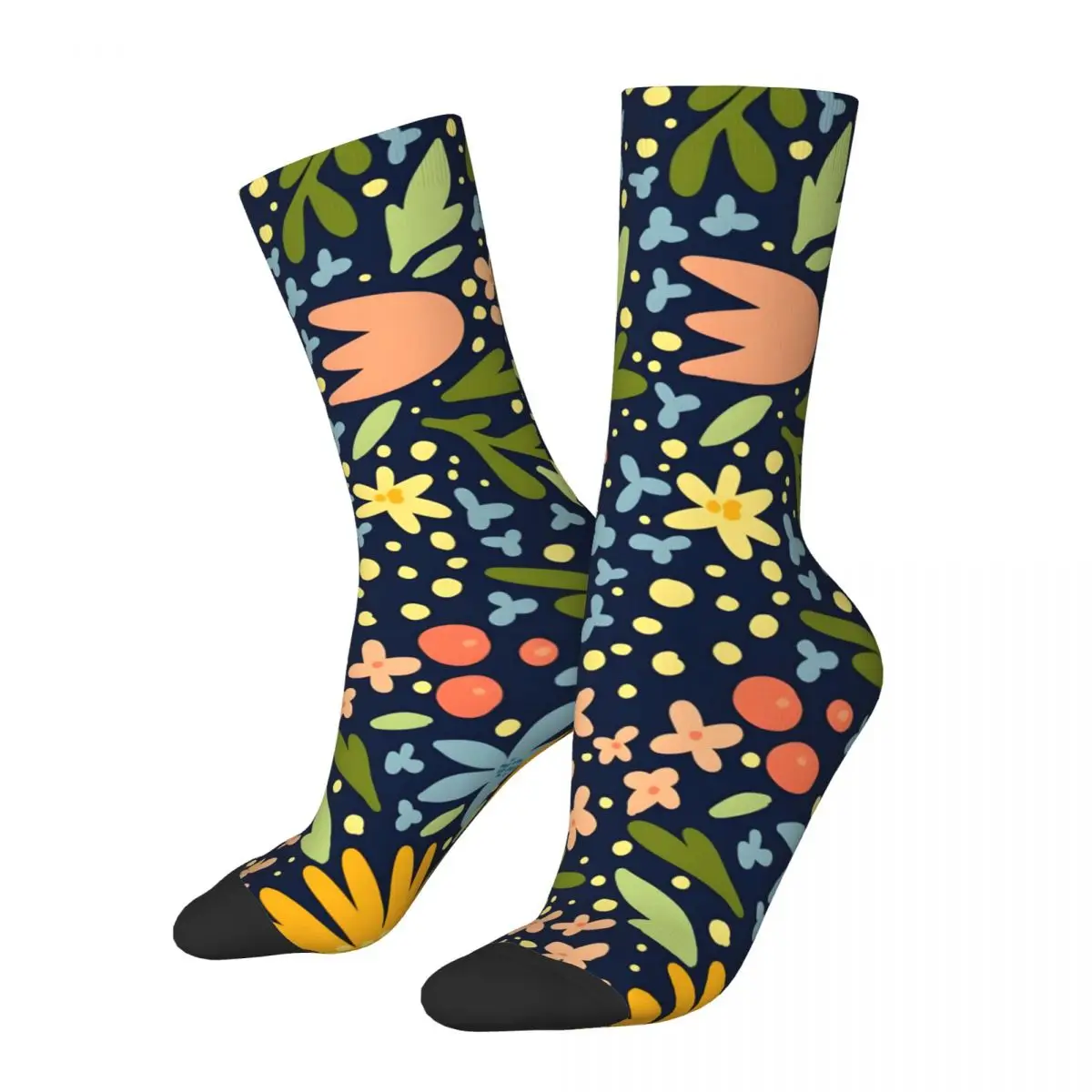 Crazy compression Happy Flower Pattern Sock for Men Harajuku Seamless Pattern Crew Sock Novelty