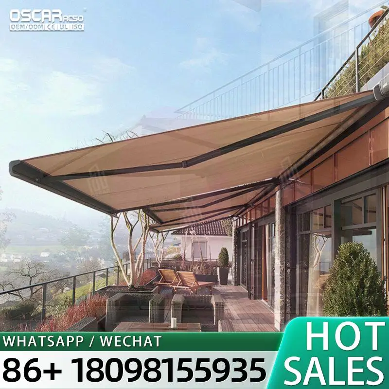 

Rainproof Manual Outdoor Full Box Design Remote Controlled Retractable Shade for Patio Garden Balcony Retractable Awning