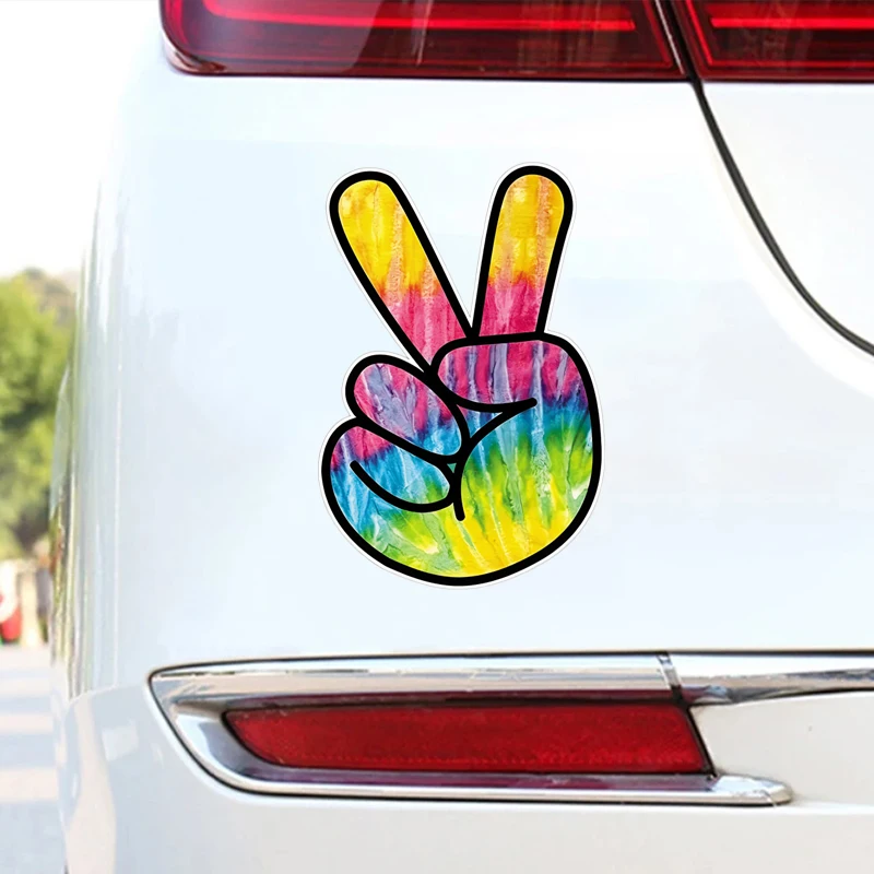 Tie-Dye Peace Sign Hippie Psychedelic Hand Symbol Vinyl Waterproof Sticker Decal Car Laptop Wall Window Bumper Sticker