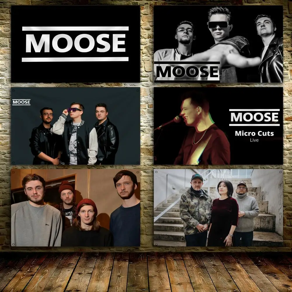 M-MOOSE band Rock Flags 3x5 Ft custom Banner for Garage Door room decor Wall Out Decoration With Metal buckle
