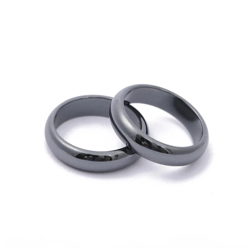 

Punk Black Magnetite Stone Hematite Ring Jewelry Heidan Stone Surface Width 4mm 6mm 10mm Ring Women&Men Circular Simple Ring