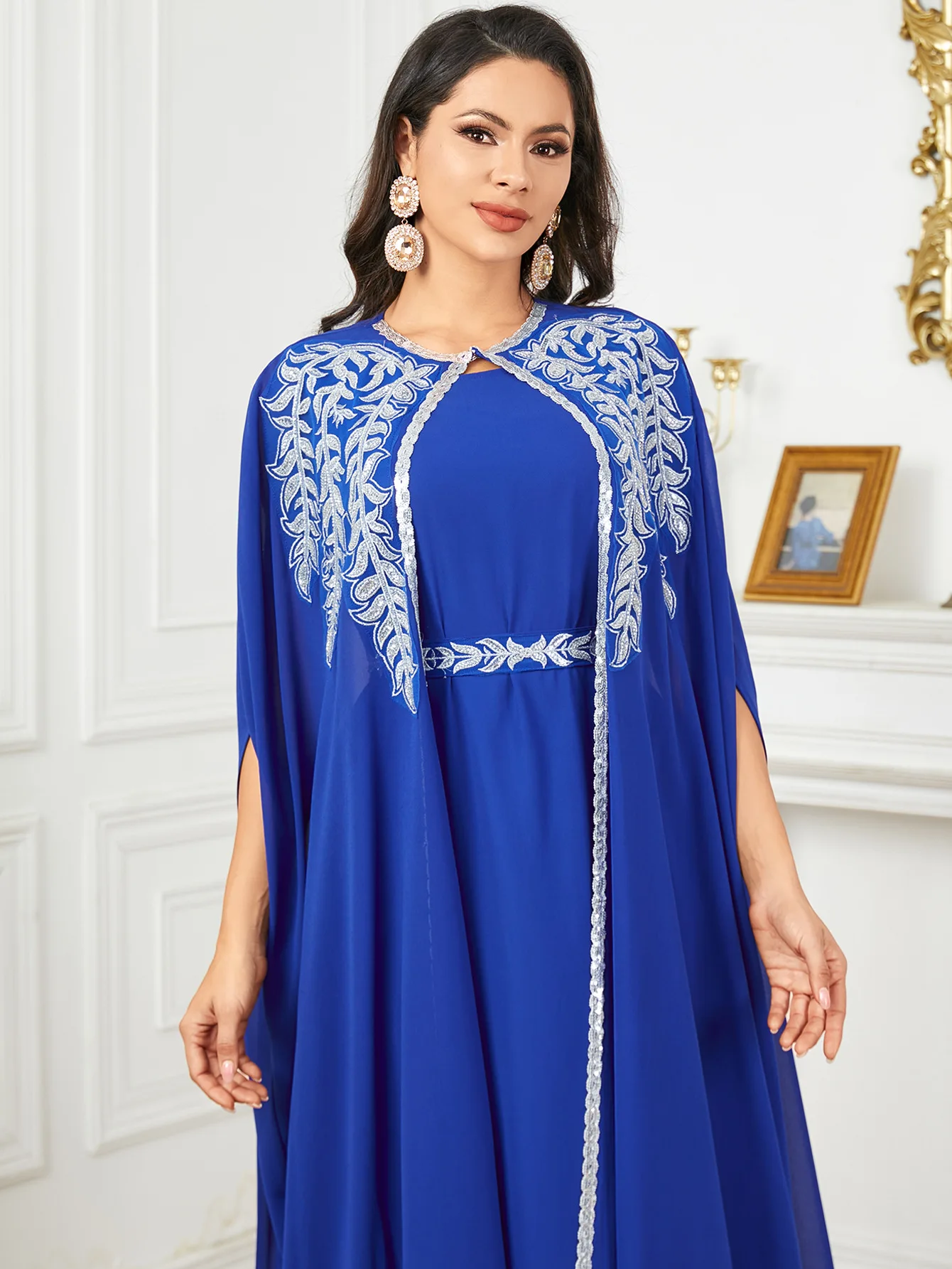 

2 Piece Set Muslim Dress for Women Dubai Abaya Embroidery Kimono Jalabiya Turkey Kaftan Ramadan Eid Djellaba Morocco Caftan Suit