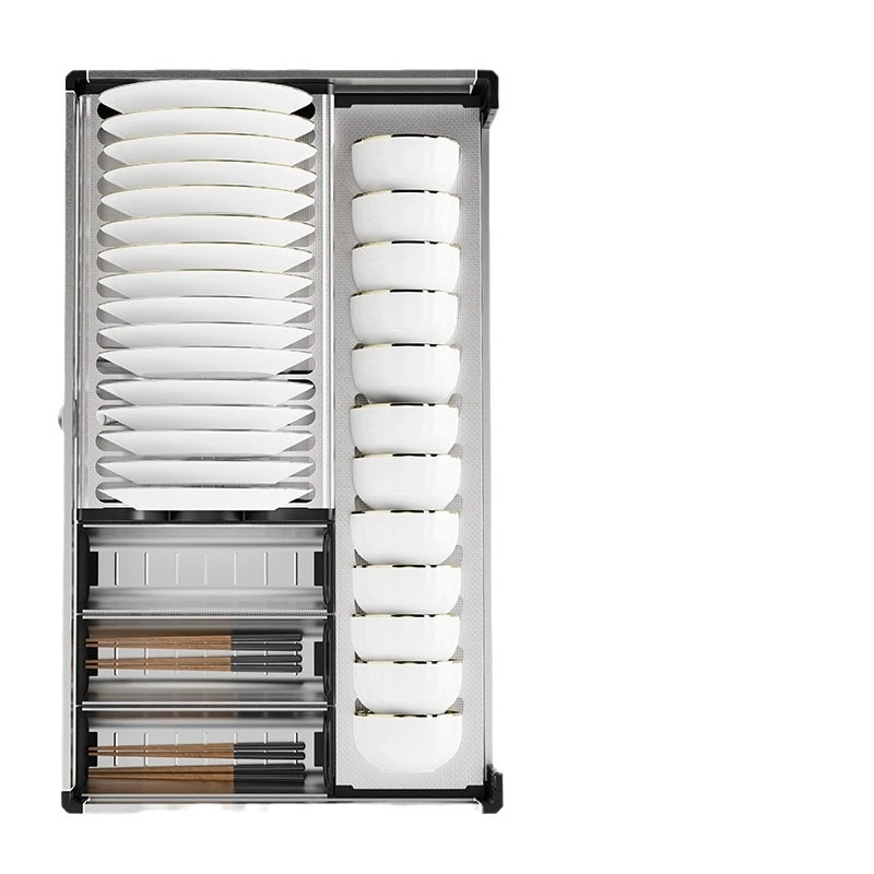 

Kitchen Drawer Double Layer Dish Basket Cabinet Built-in Dish Basket Pot Rack Stainless Steel Drain Dish Shelf