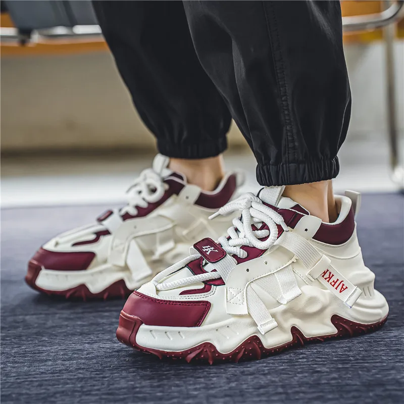 Spring Autumn New Exquisite Men's Casual Sneakers Fashion Trend Thick soled Height Increasing Breathable Outdoor Running Shoes
