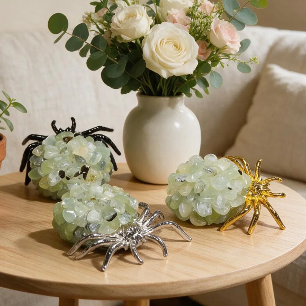 Vintage Style Zinc Alloy Spider Figurine Tray Craft Decoration Eight Legs Aroma Holder Spider Shape Tabletop Decor Holiday Decor