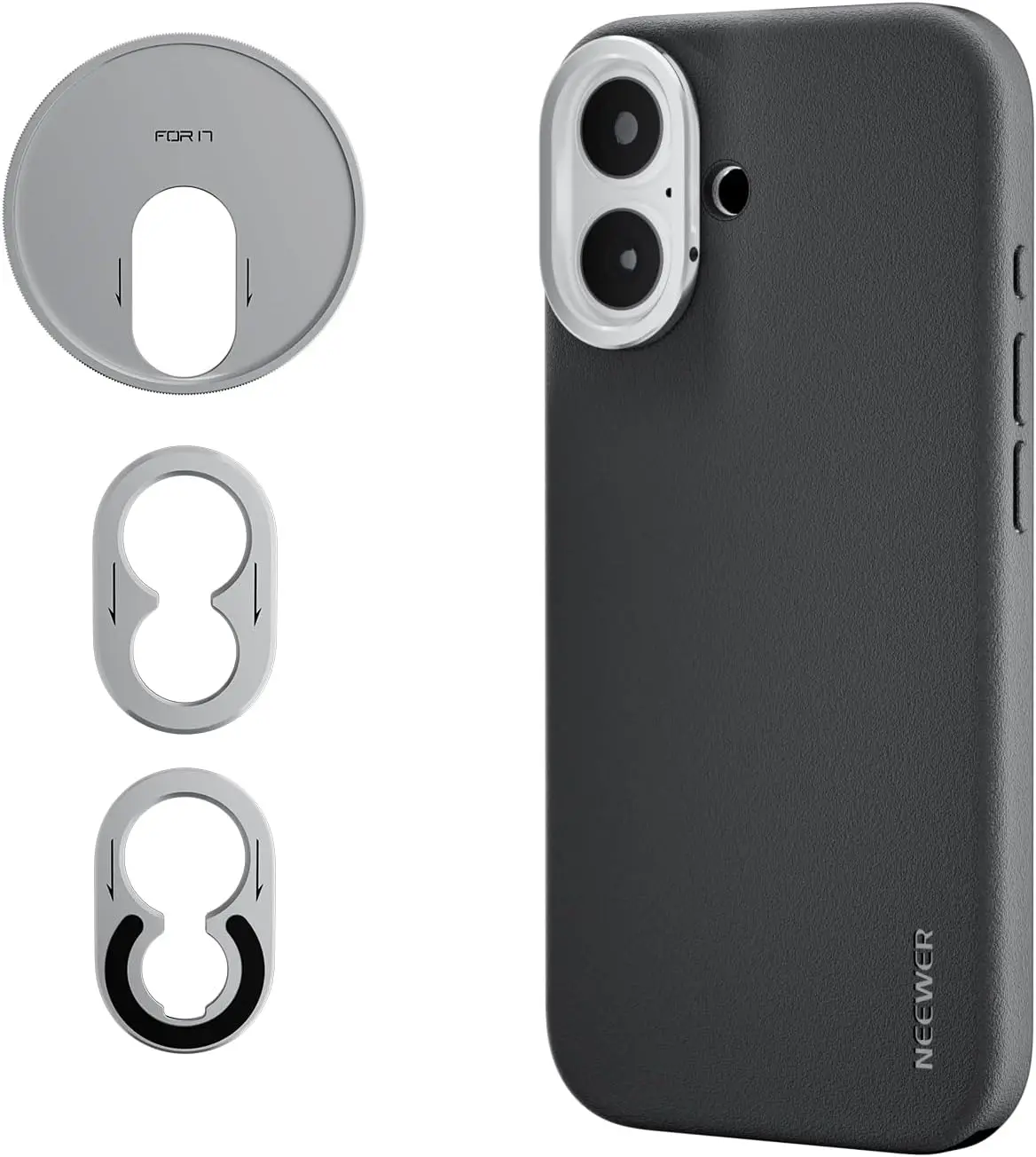 NEEWER Étui de protection modulaire pour iPhone 17 uniquement, en TPU/PC, avec anneau de filtre de 67 mm et plaque arrière pour objectif de 17 mm