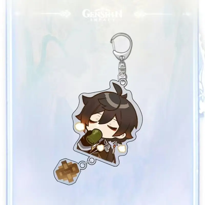 Genshin Raiden Shogun HuTao Klee Kamisato Ayaka Cartoon Cute Q Version Character Acrylic School Bag Keychain Pendant Accessories