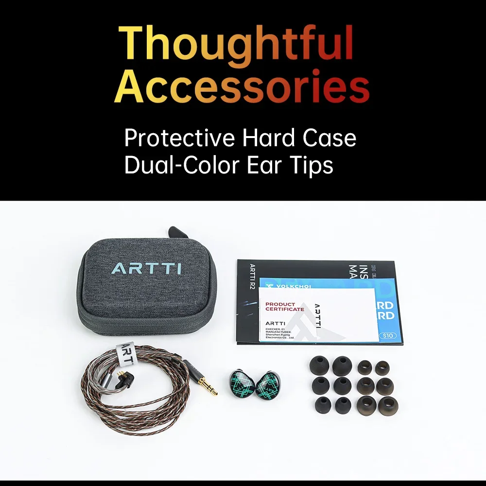 ARTTI R2 HiFi IEMs in Ear 3D Printing Resin Wired Earphones OFC+SPC Hybrid Cable 10MM Dynamic -24dB Passive Noise Reduction