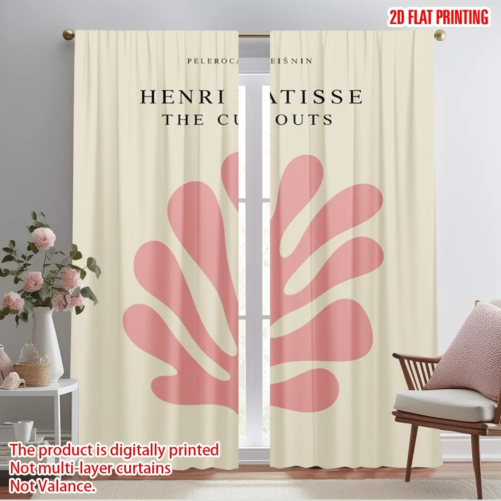 

2pcs 2D flat printing Curtain Henri Matisse Cut-Outs Polyester Without Electricity Festive Curtains Use for Door Wall Yard