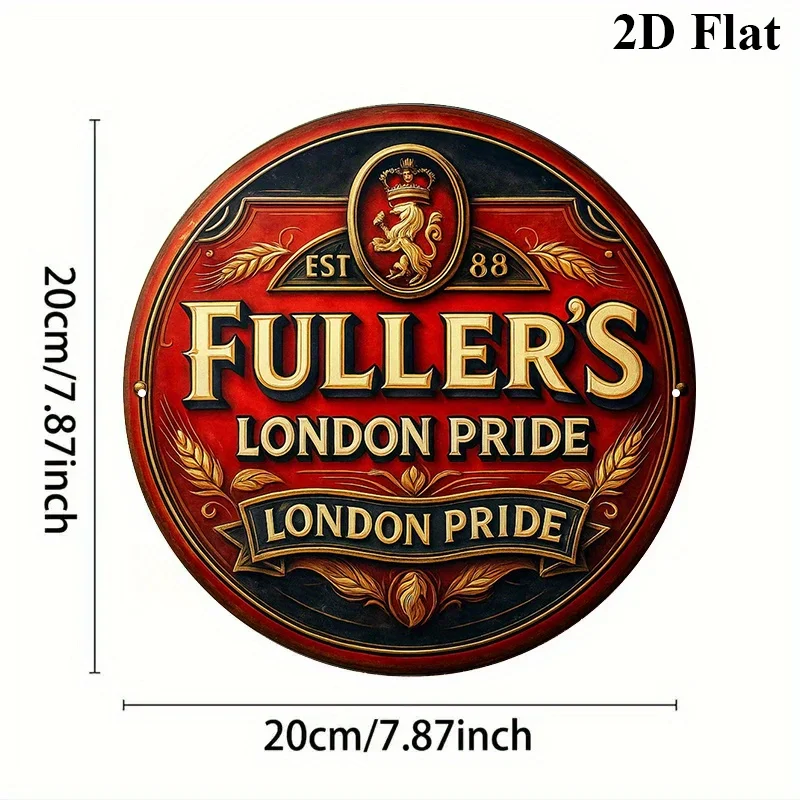 2D Flat, 1pc 8-Inch Round Vintage Malmö London Pride Beer Metal Sign Suitable for Bar, Restaurant, Cafe, Decor - Retro Brewery P