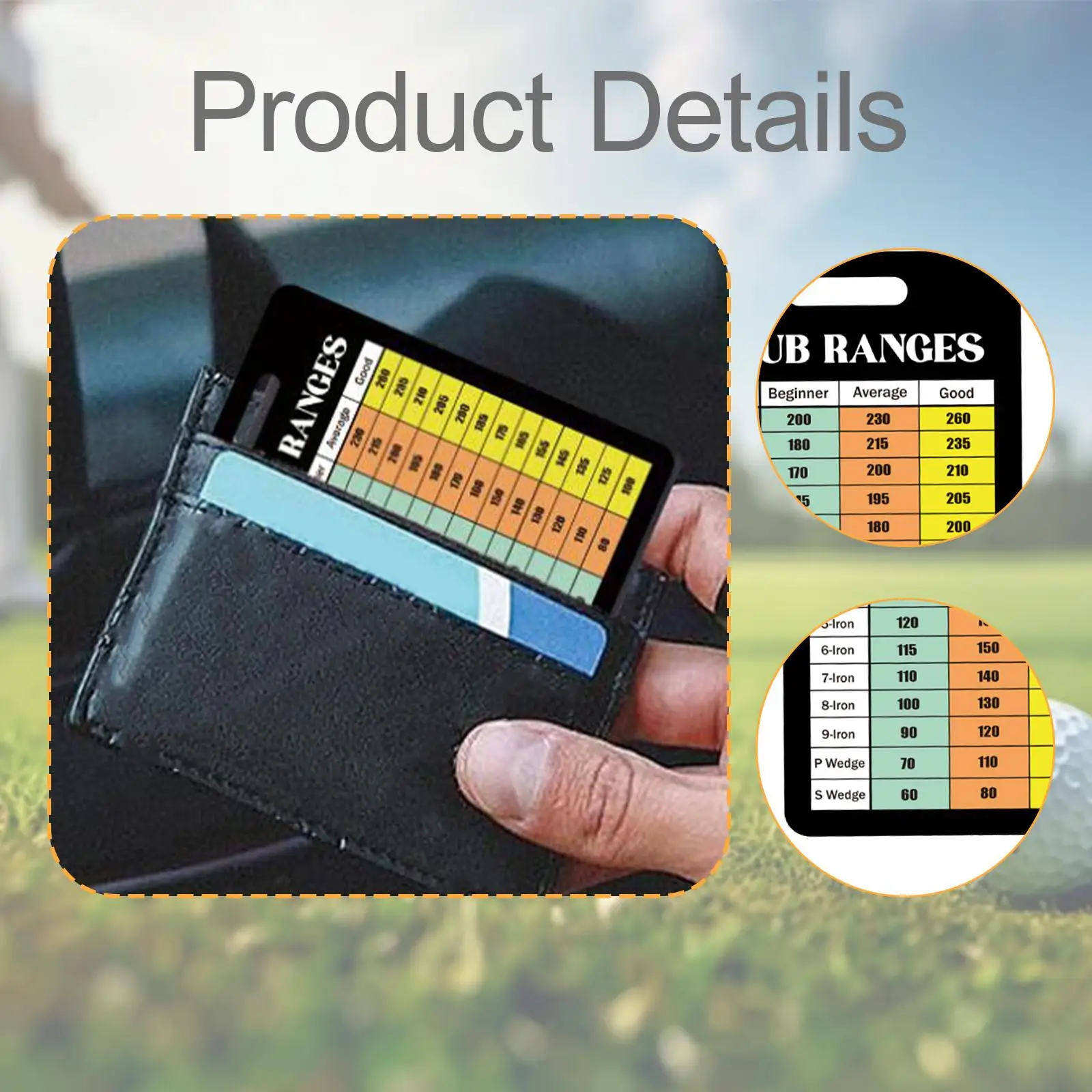 Golf Club Range Chart Card Easy Carry Yardage Guide Gift Sturdy Distance Card Yardage Book for Beginners Men and Women Average