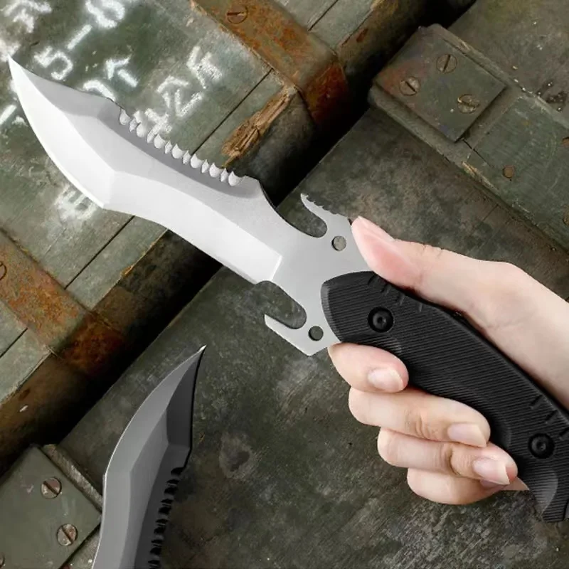 Barbecue Small Straight Knife Fruit Knife Portable Outdoor survival knife black handle Camping Hunting Hike collection gifts